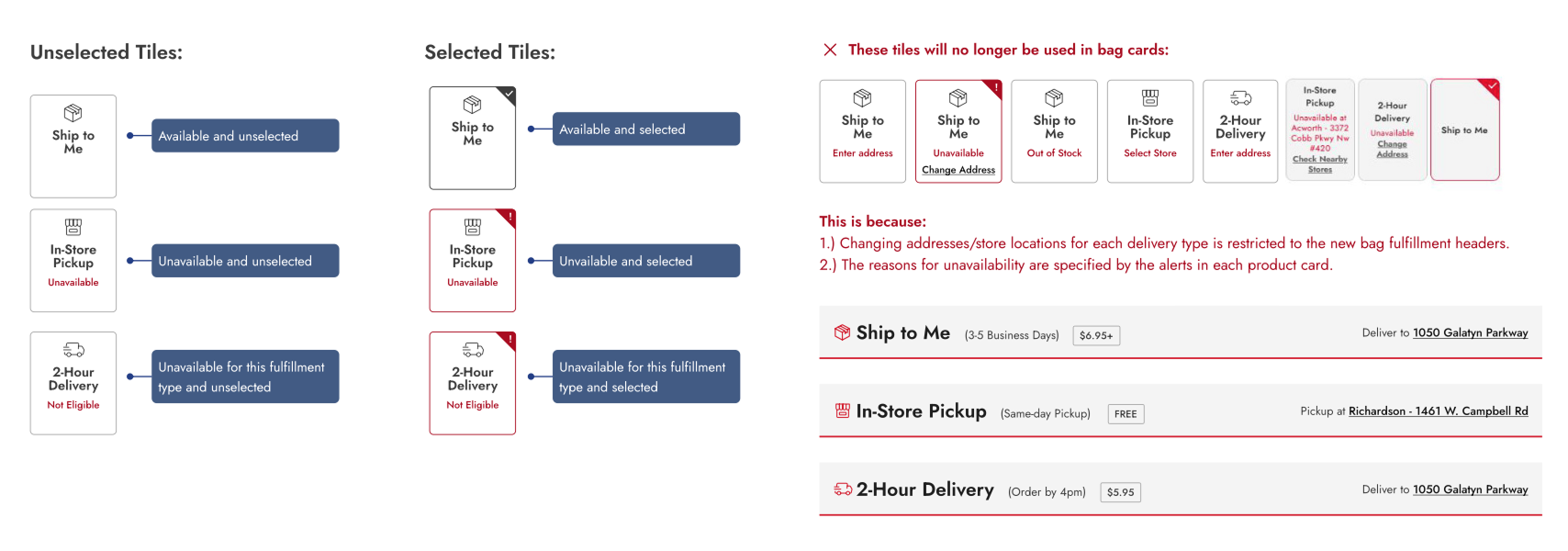 Fulfillment tile error logic
