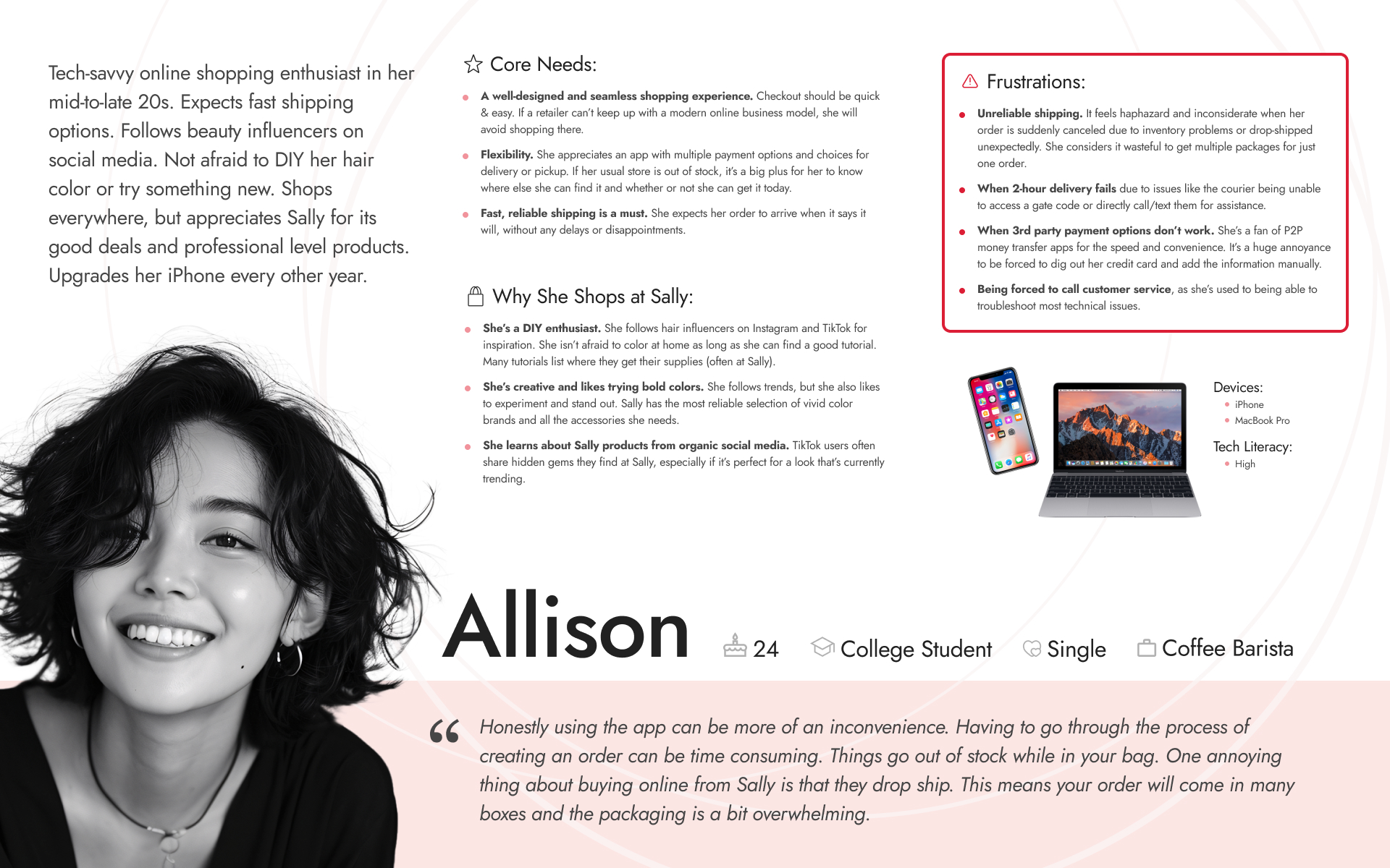 Sally App User Persona - Allison