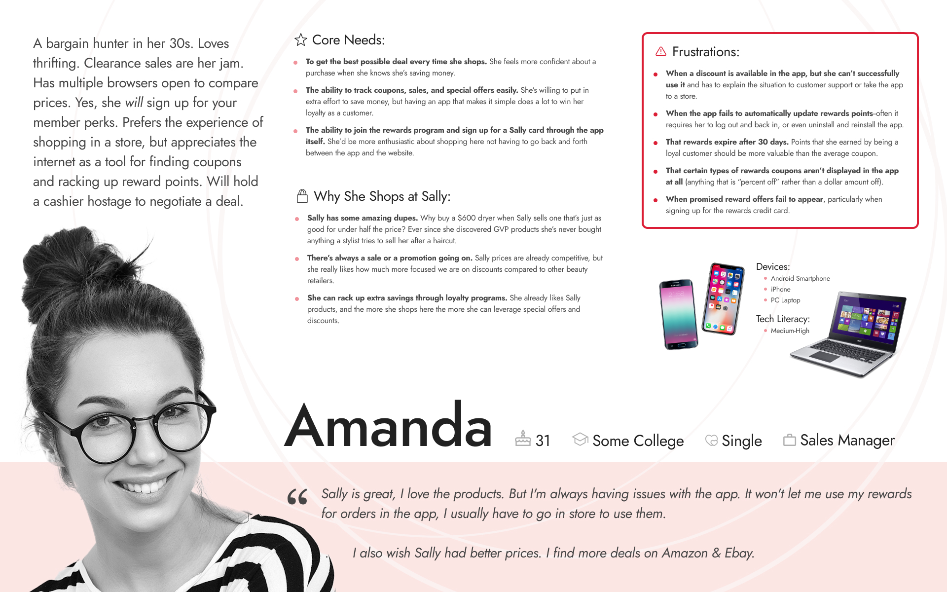 Sally App User Persona - Amanda