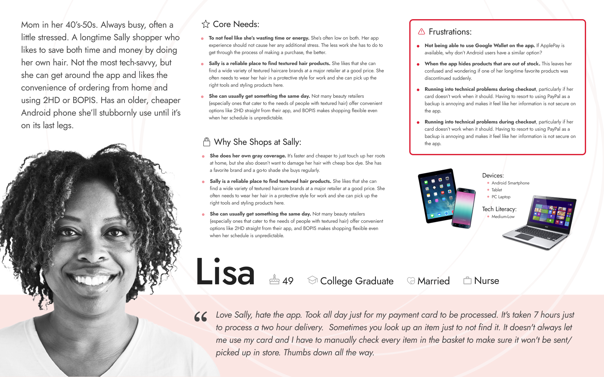 Sally App User Persona - Lisa