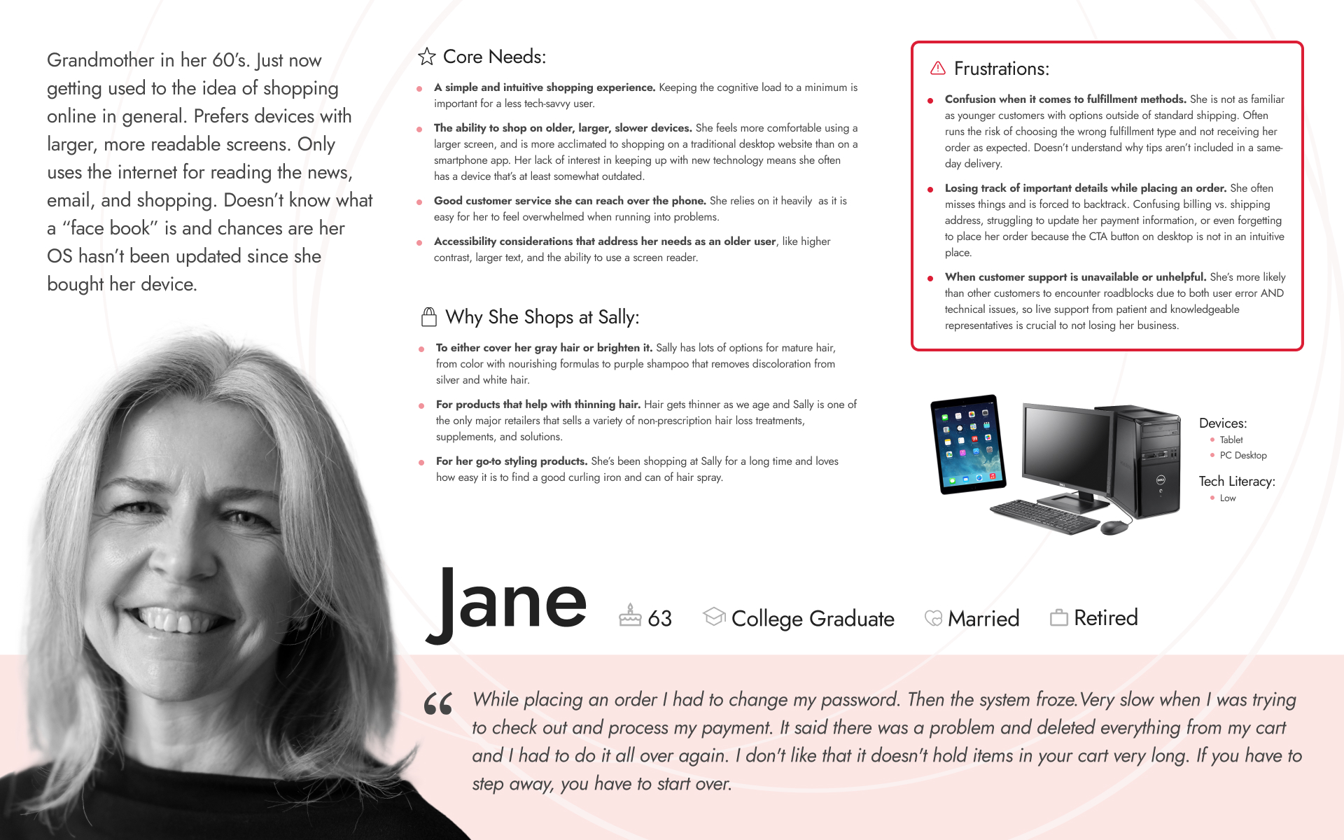 Sally App User Persona - Jane