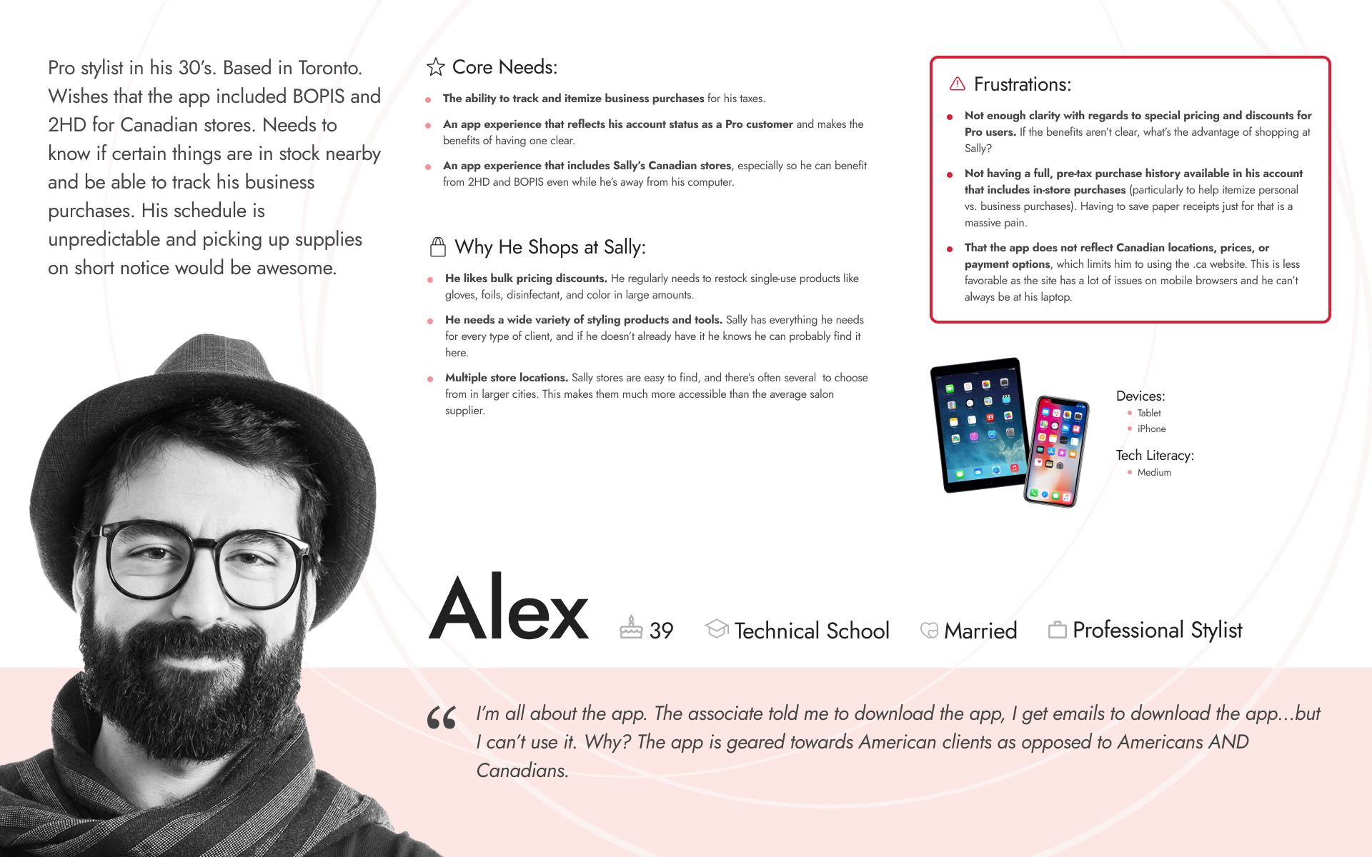 Sally App User Persona - Alex